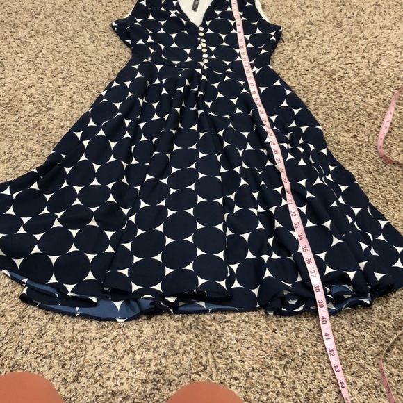 Frock Shop Midi Dress Size Small Navy Blue Polka Dot Fit and Flare - Picture 9 of 9